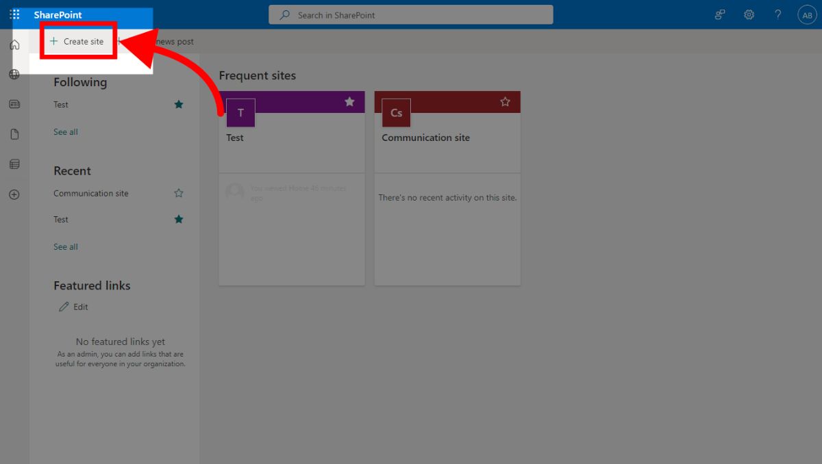 Create Site Button in SharePoint