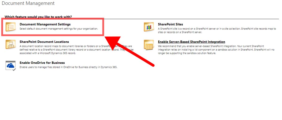 Selecting Document Management Settings