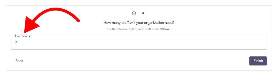 Selecting the number of staff users for Foyer