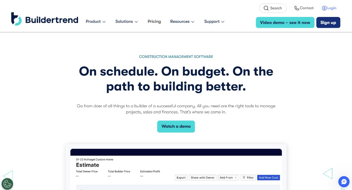 BuilderTrend Construction Client Portal