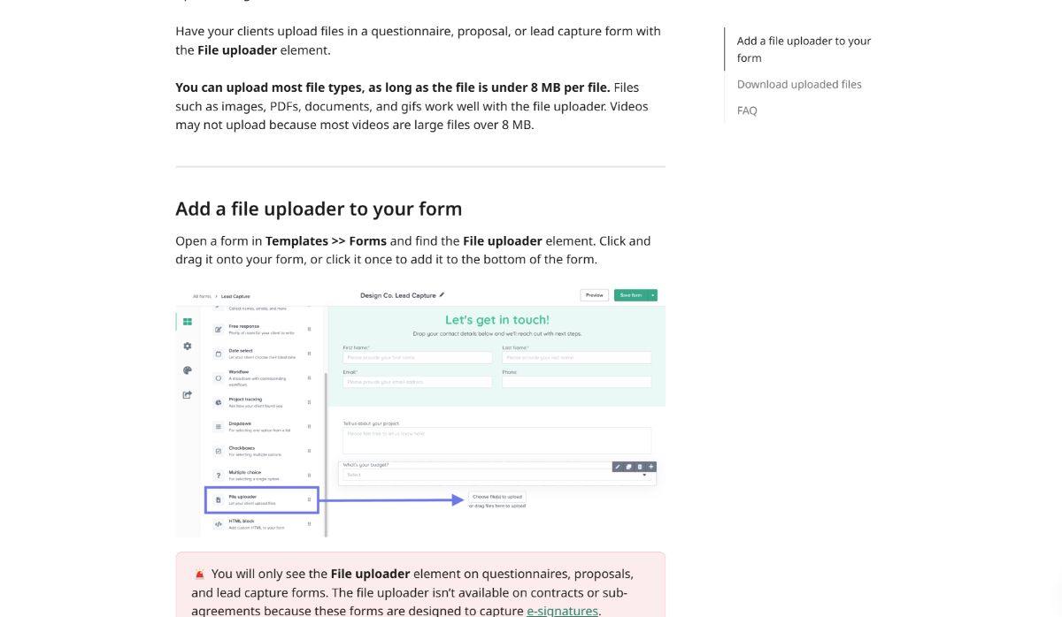 Adding a File Uploader to a Dubsado Form