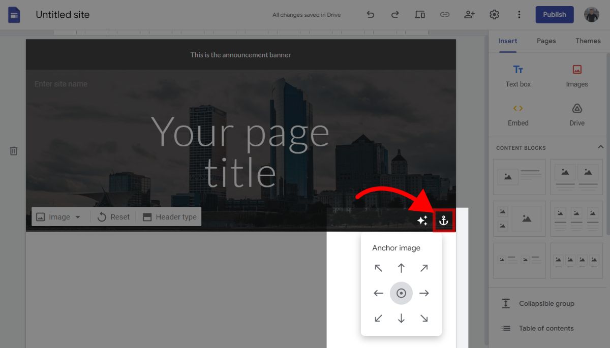 How to Anchor a Google Sites Banner Image