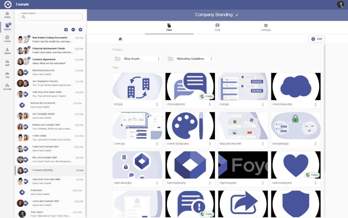 Secure client login portal for sending large files