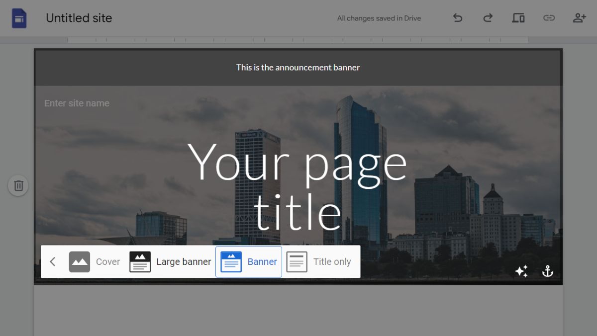 Change Header Type Google Sites