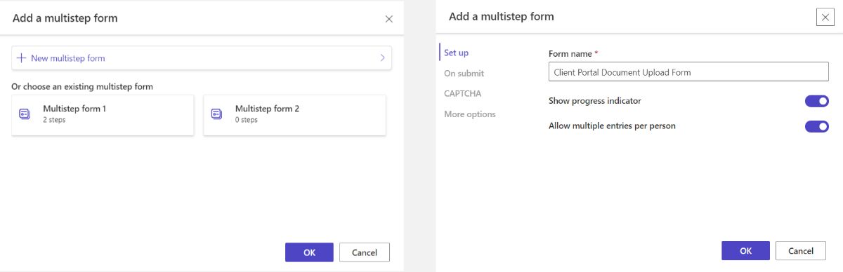 Add a multistep form in Power Pages