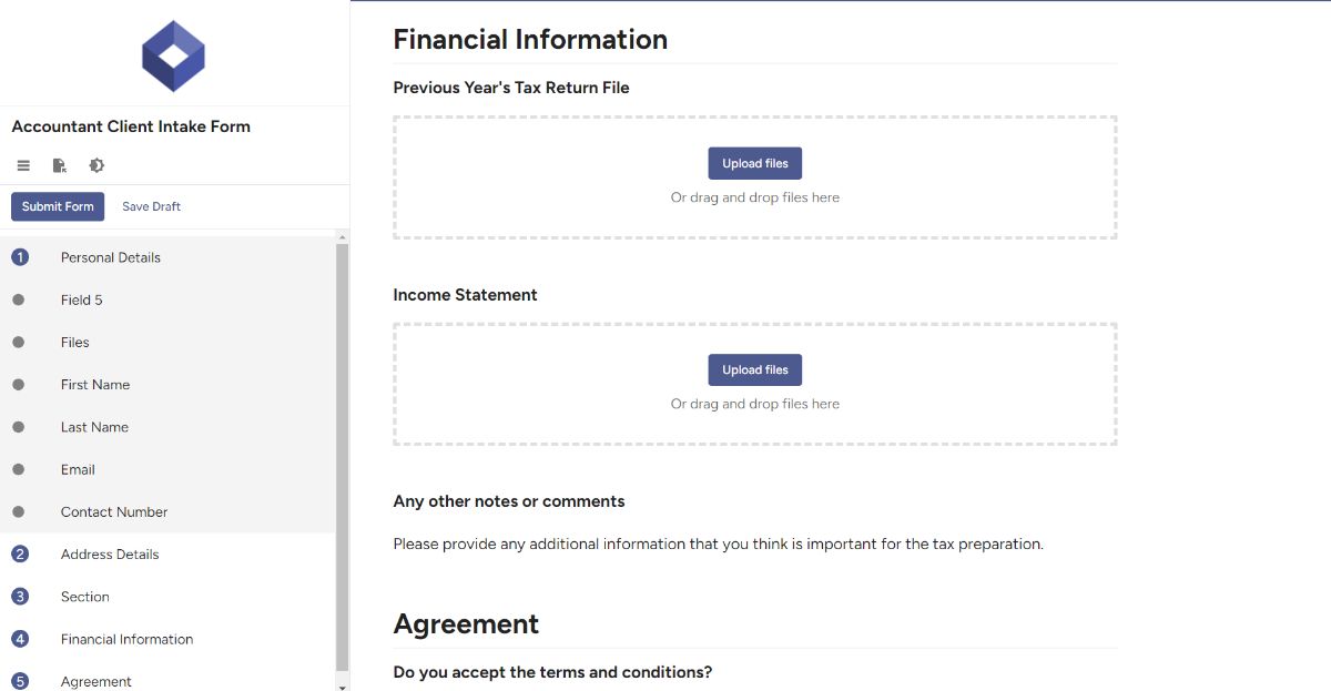 Custom Intake Form for Receiving Files From Clients