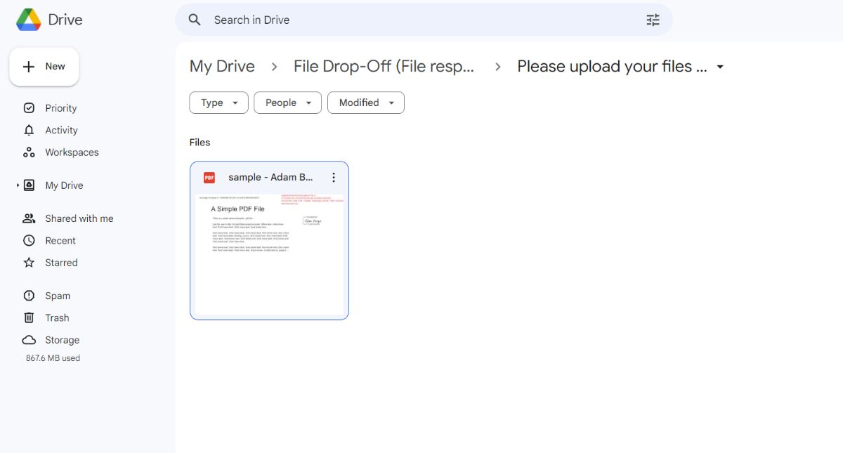 Client portal files in Google Drive