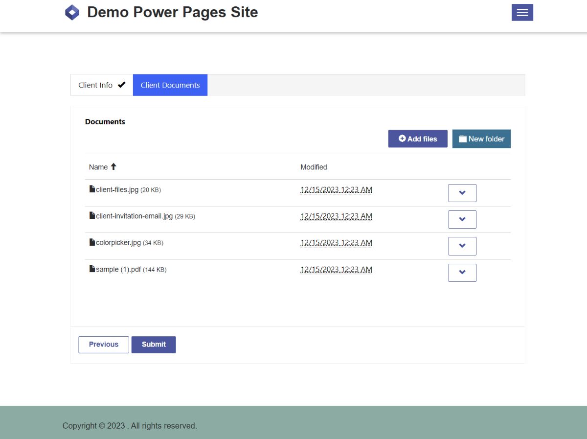 Files uploaded to SharePoint client portal before submitting