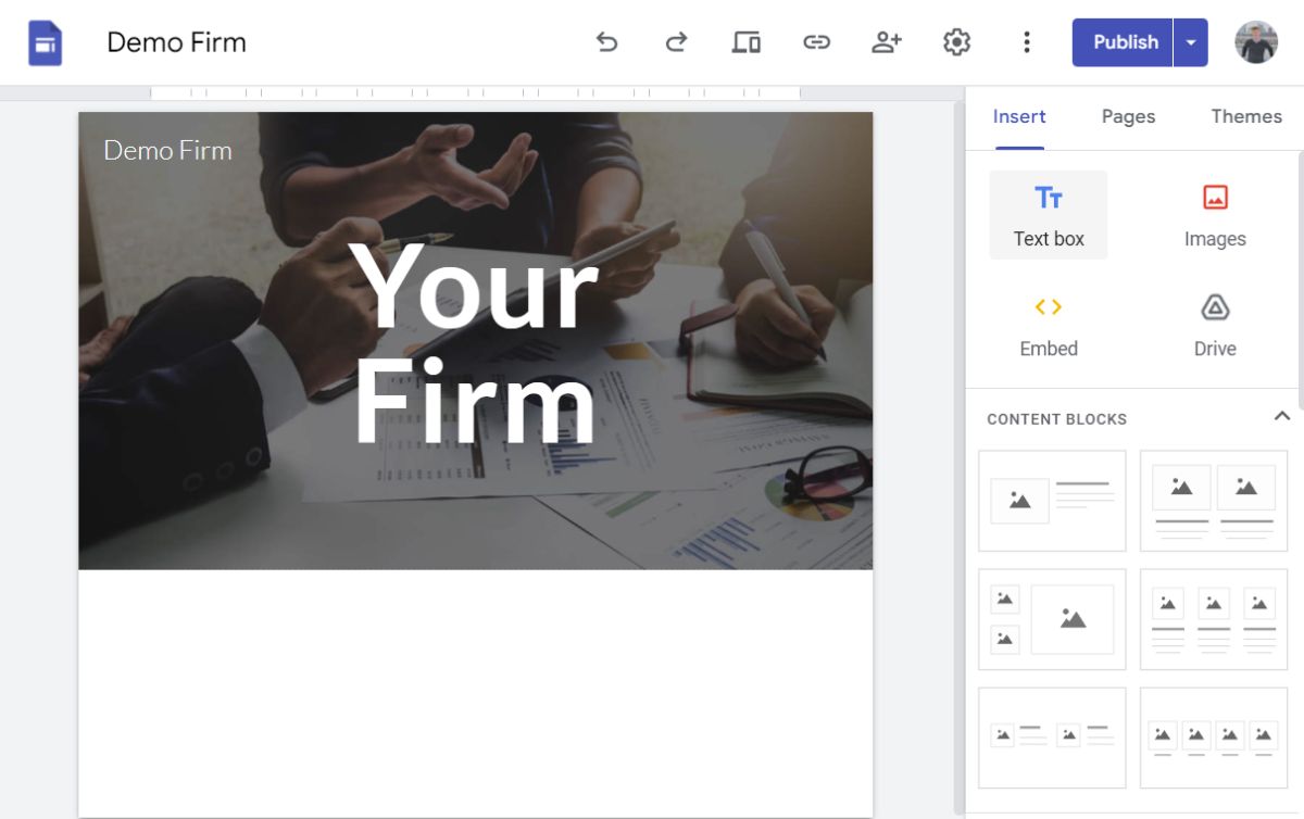 Google Sites Accounting Firm Website