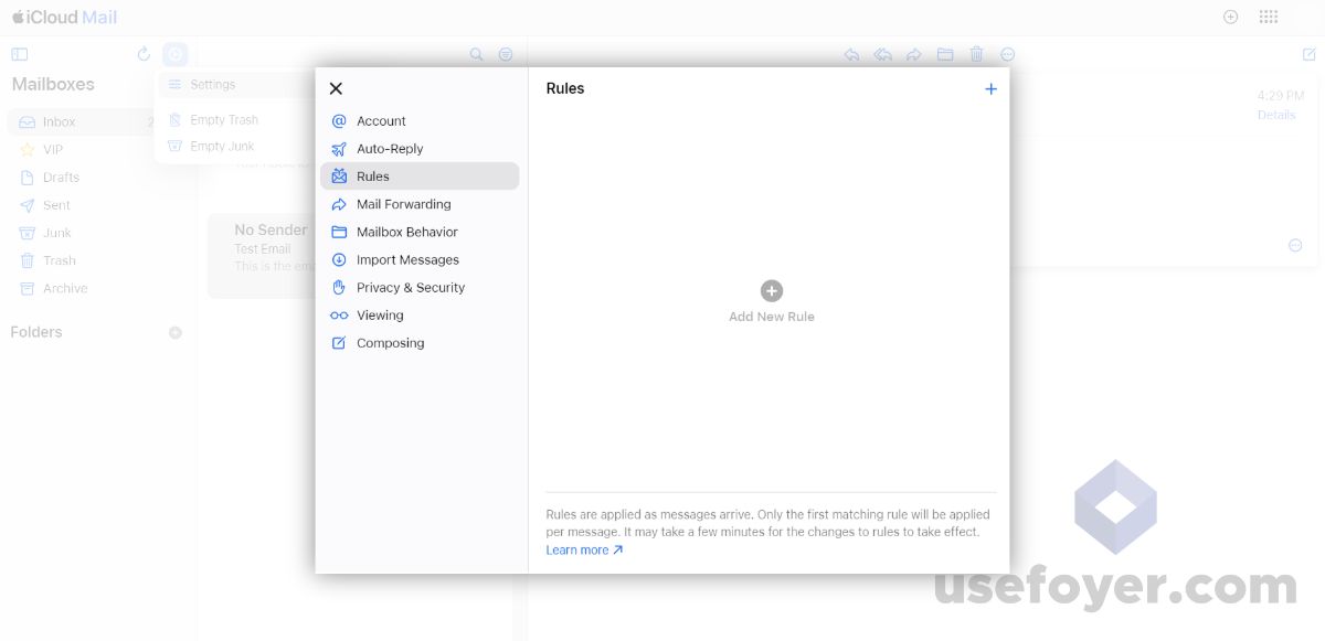 iCloud Mail App Settings