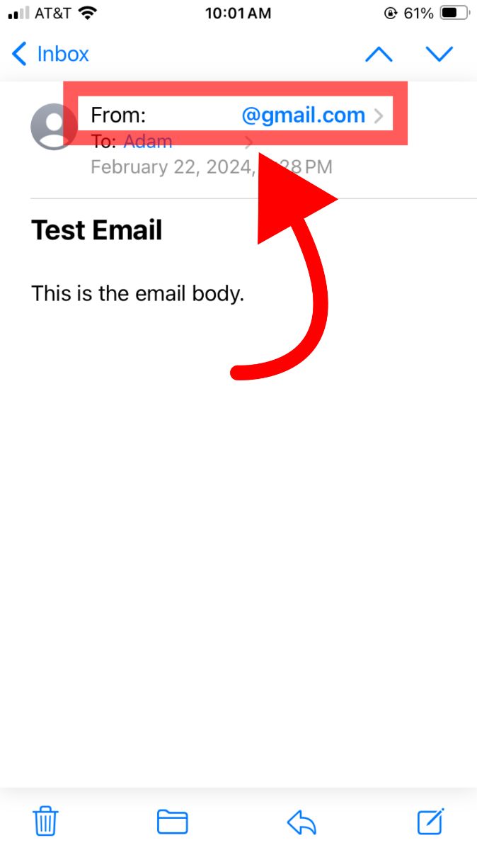 Clicking on Contact in iPhone Mail