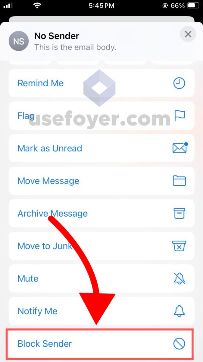 Blocking Sender on iPhone Mail App