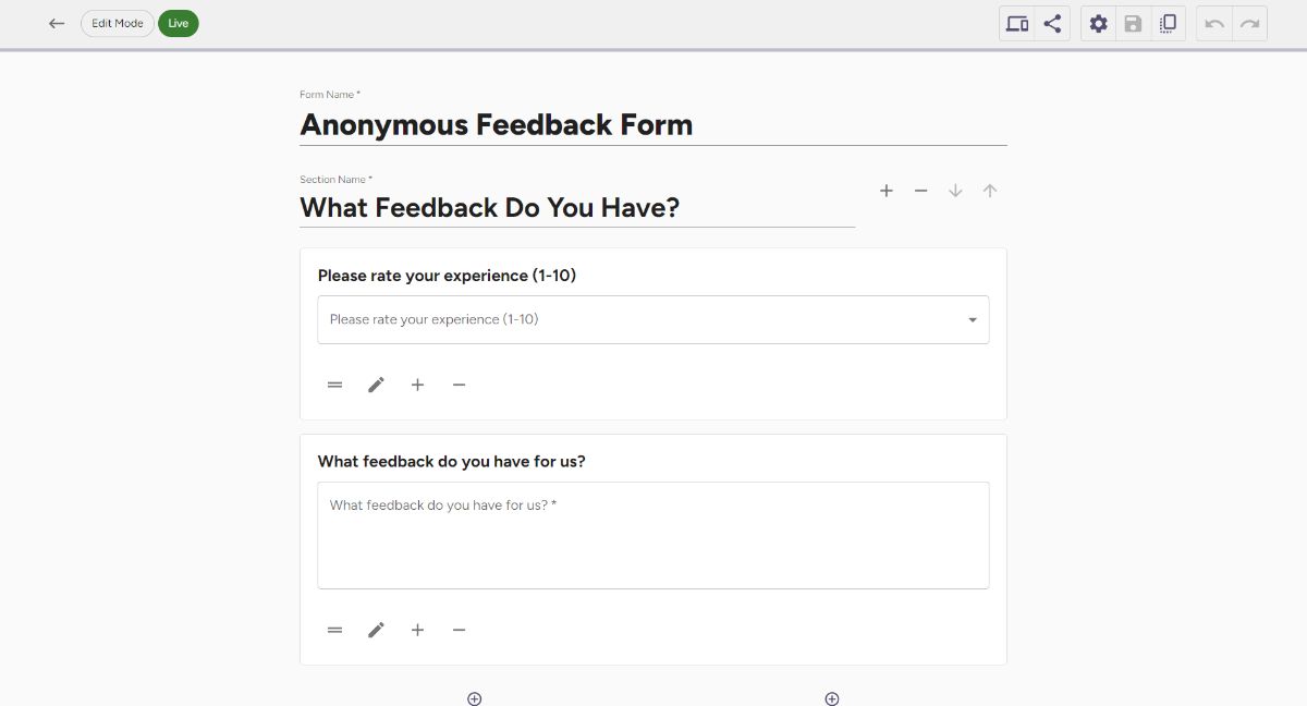 Customizing a Feedback Form