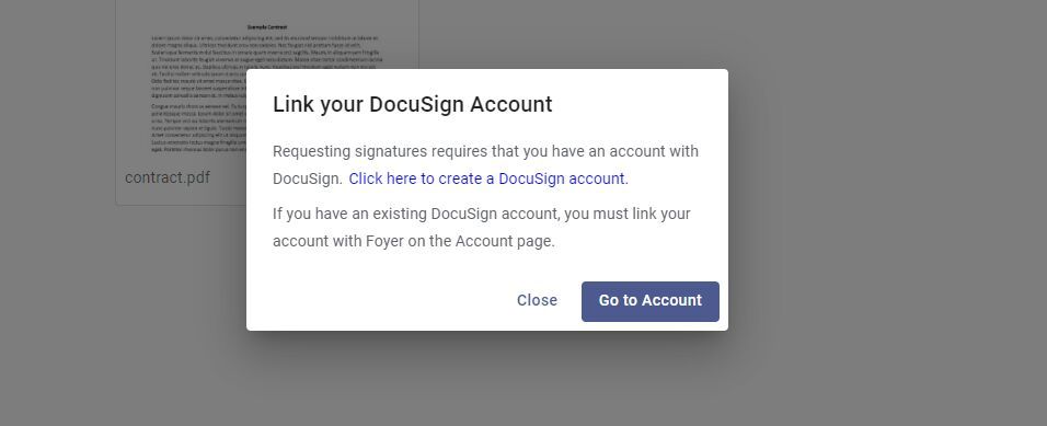 Link your DocuSign account with Foyer