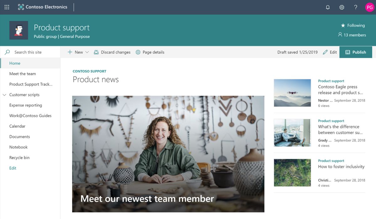 Collaboration Team Site SharePoint Example