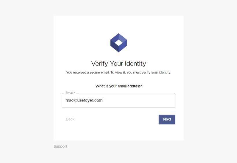 Verifying your identity to view a secure email