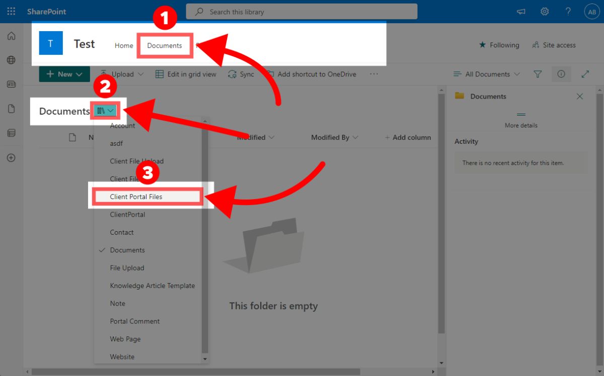 Navigating to a SharePoint integrated document management system