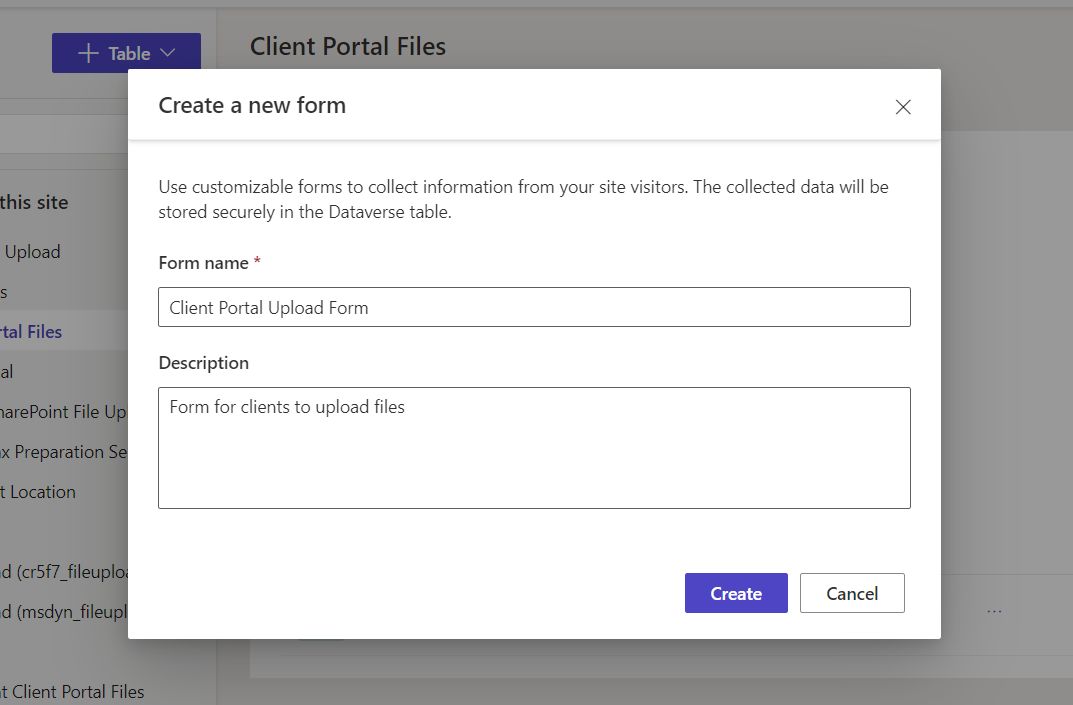 Setting form name and description in Power Pages