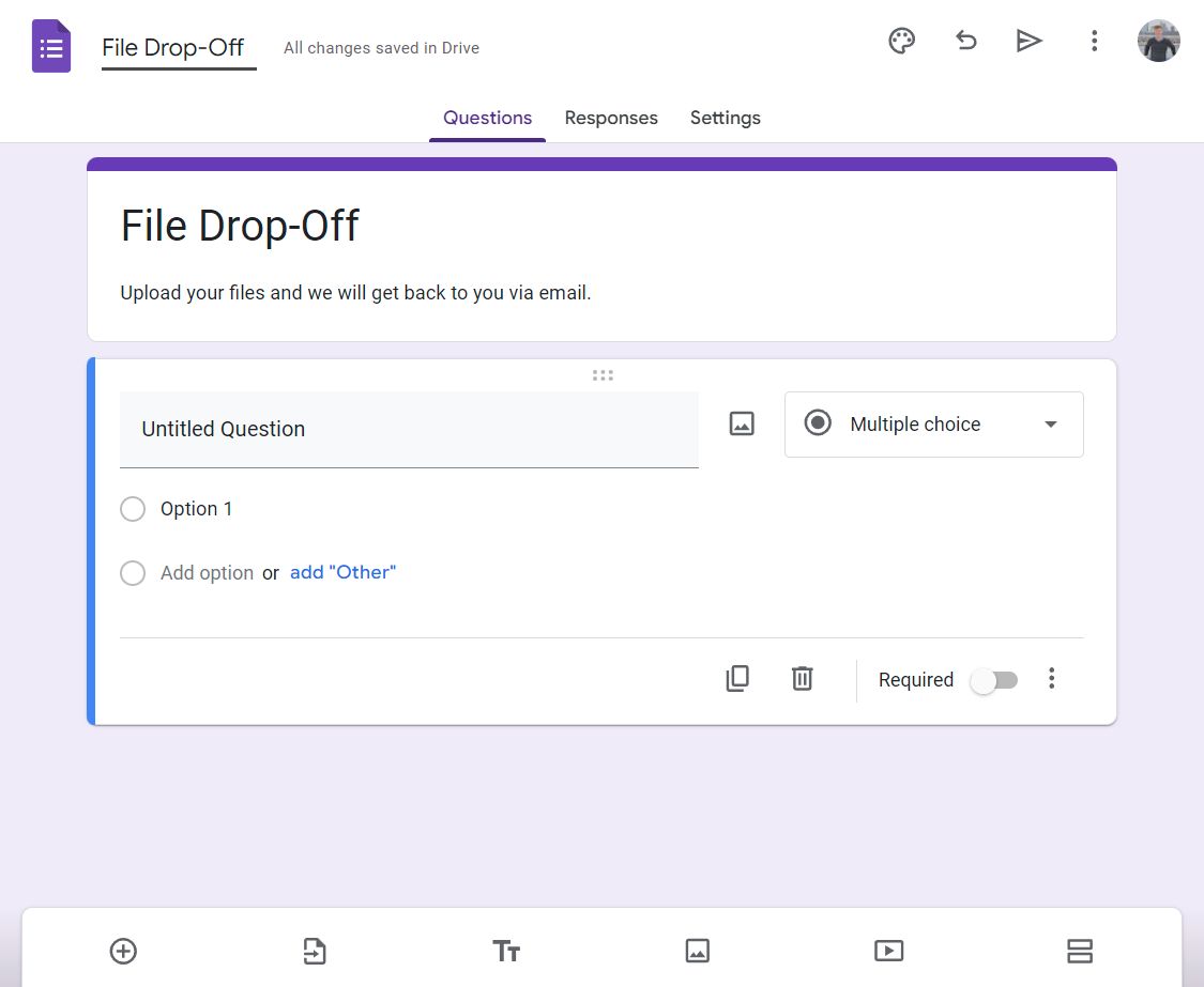 Creating a Google Form to make a file drop off page