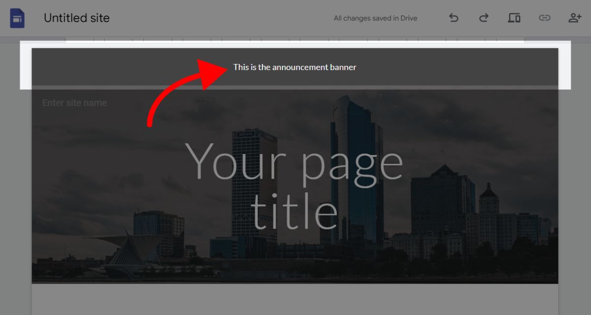 The Announcement Banner in Google Sites