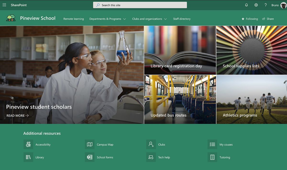 School Home Page in SharePoint