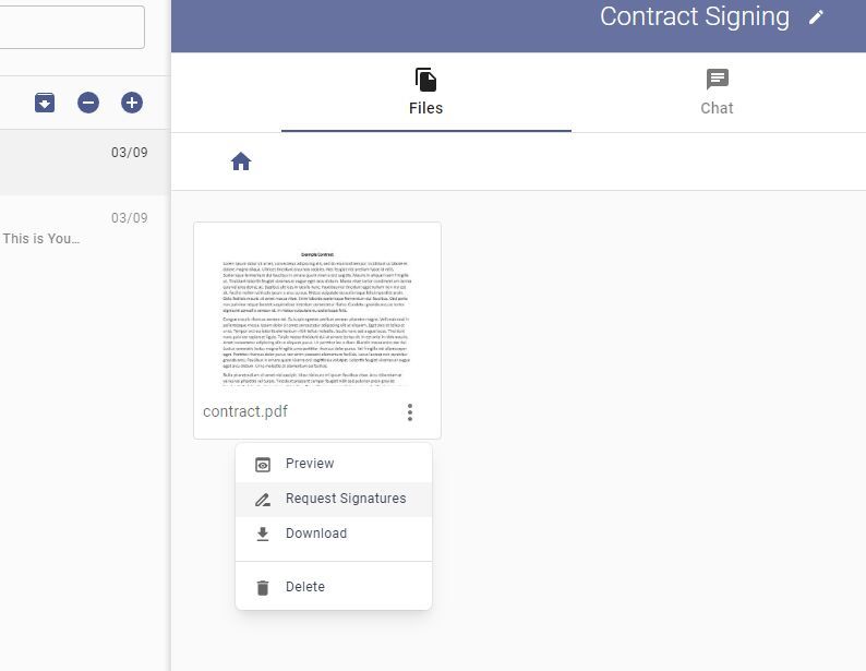 The "Request Signatures" option