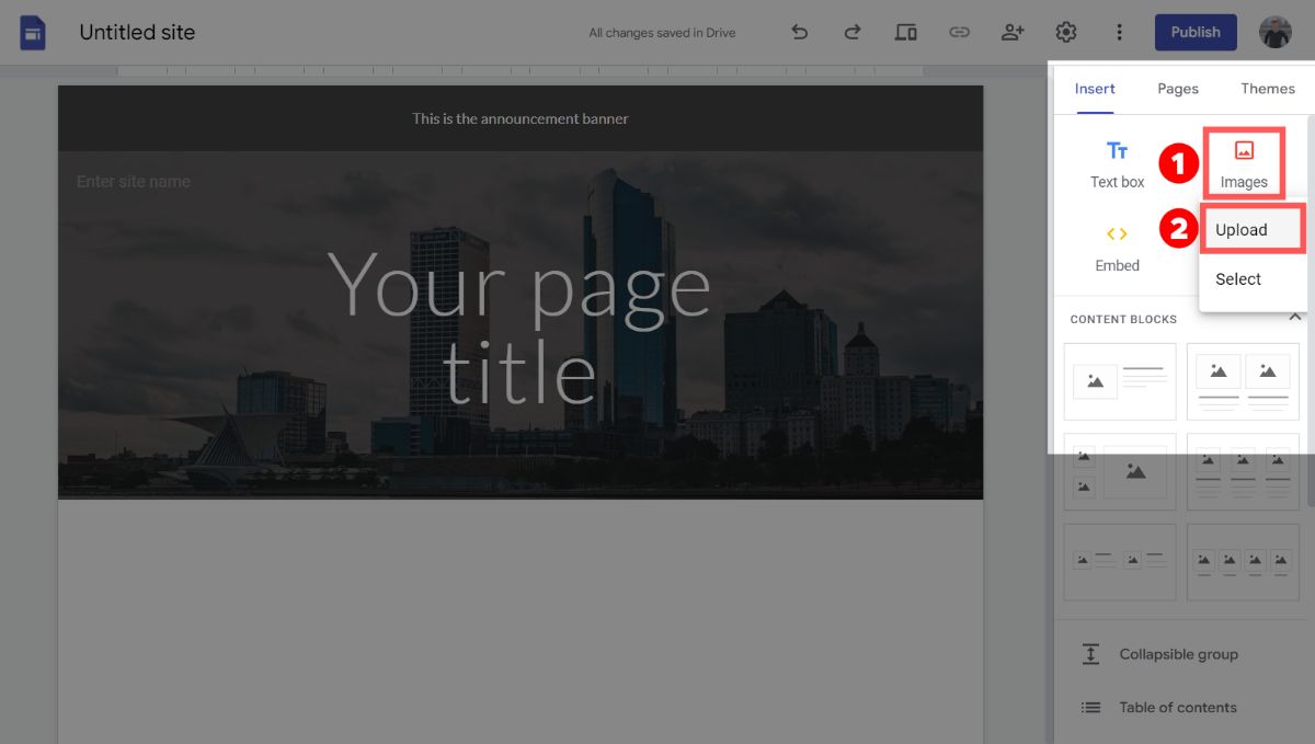 Insert an Image in Google Sites