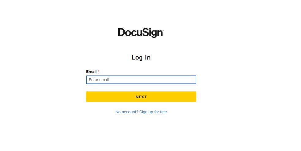 The DocuSign Login Page