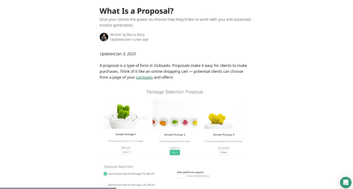 A Proposal In Dubsado