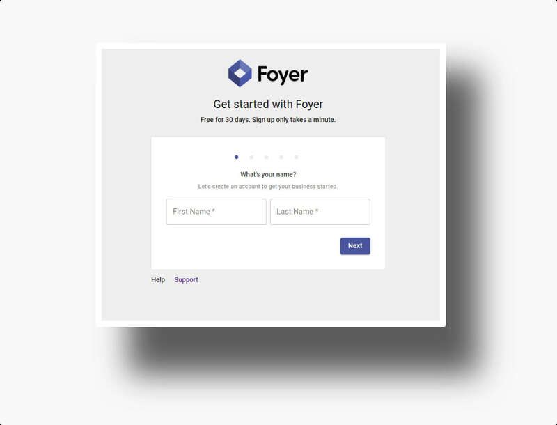 Foyer's onboarding page