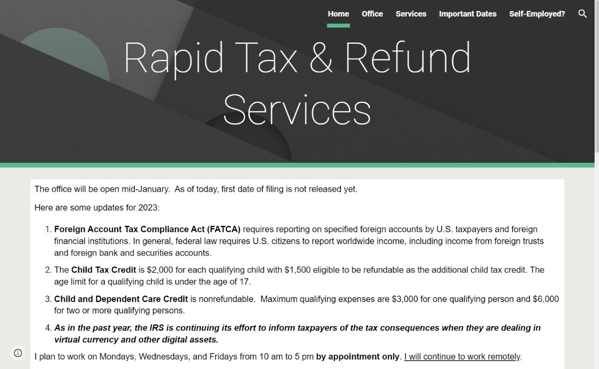 Rapid Tax and Refund Services Google Site