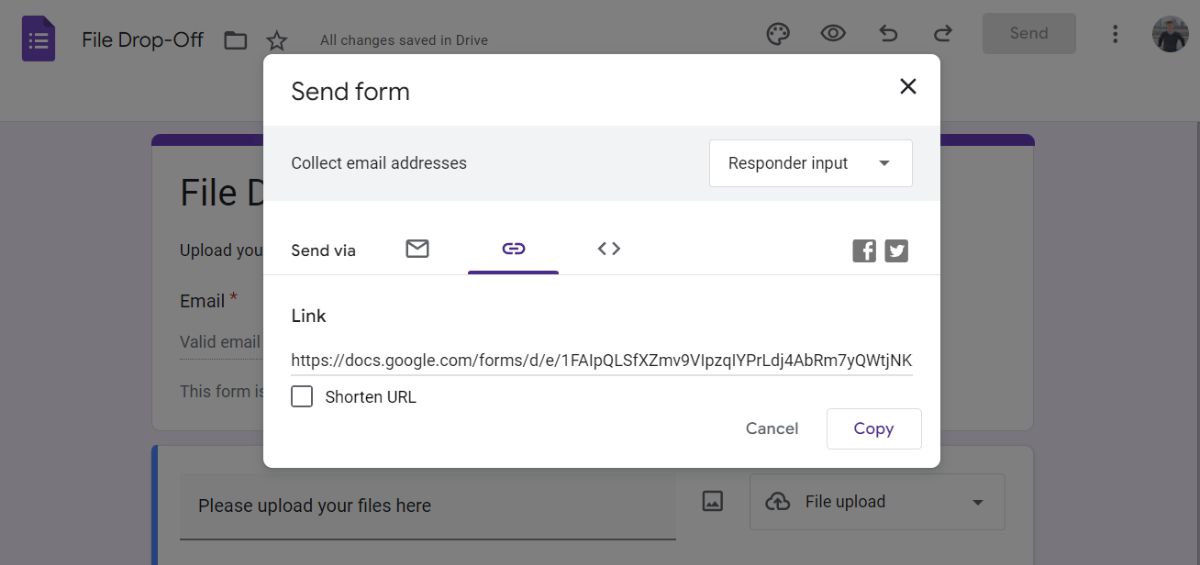 Getting a link to your Google Form