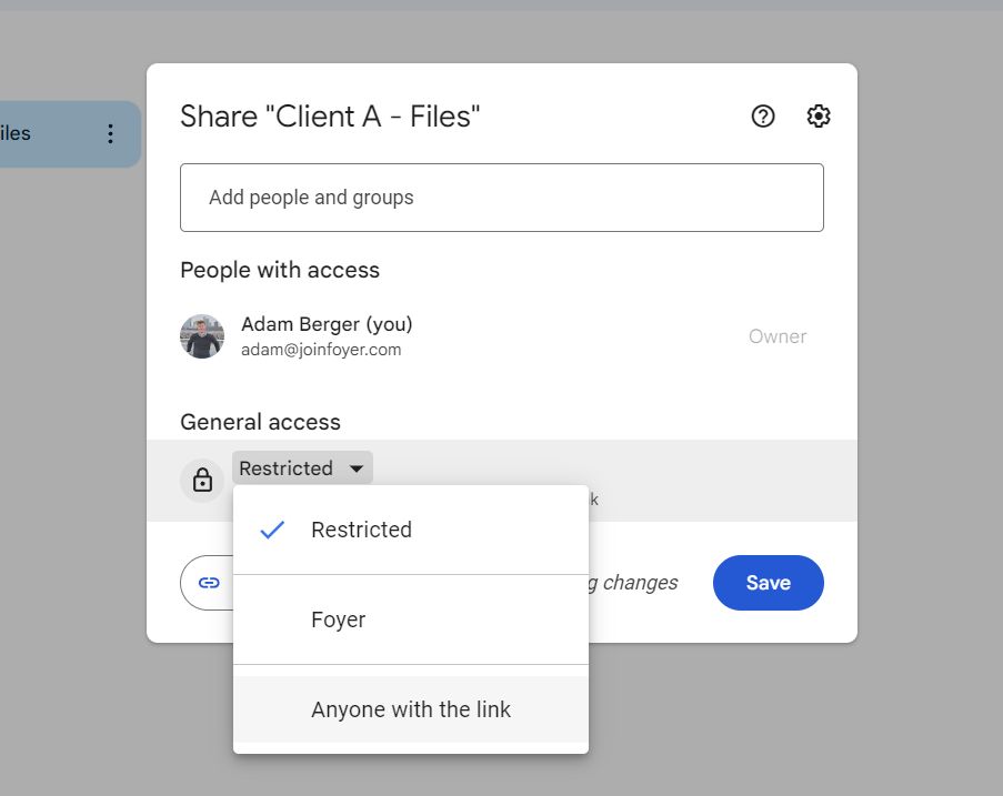 Making a folder public in Google Drive