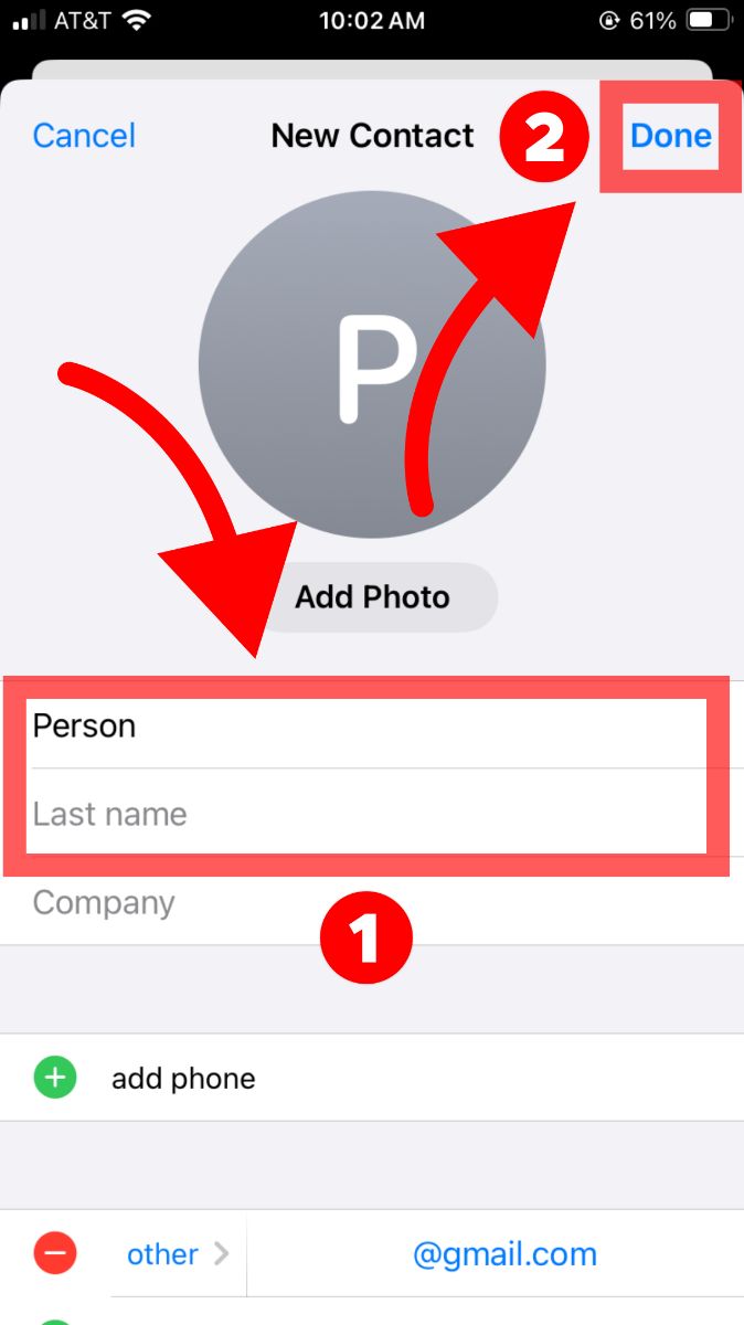 Adding a Contact on iPhone