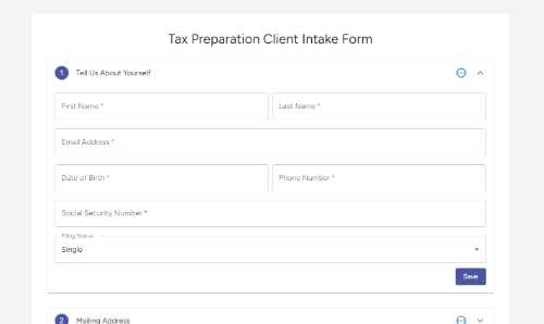 Tax Preparation Client Intake Form